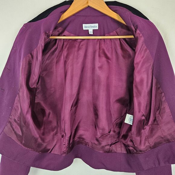 David Brooks 100% wool vintage skirt blazer suit purple black silver, size 10‎ - Picture 3 of 12